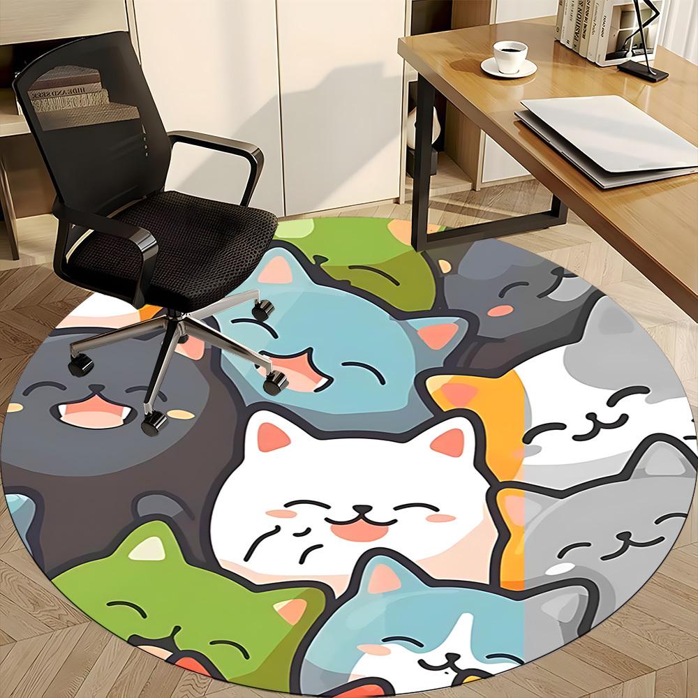 1pc Cats Kitten Office Round Area Rug, Mat Suitable ForOffice, Under Office Chairs Bedroom Living Room Home Decor, Room Deco