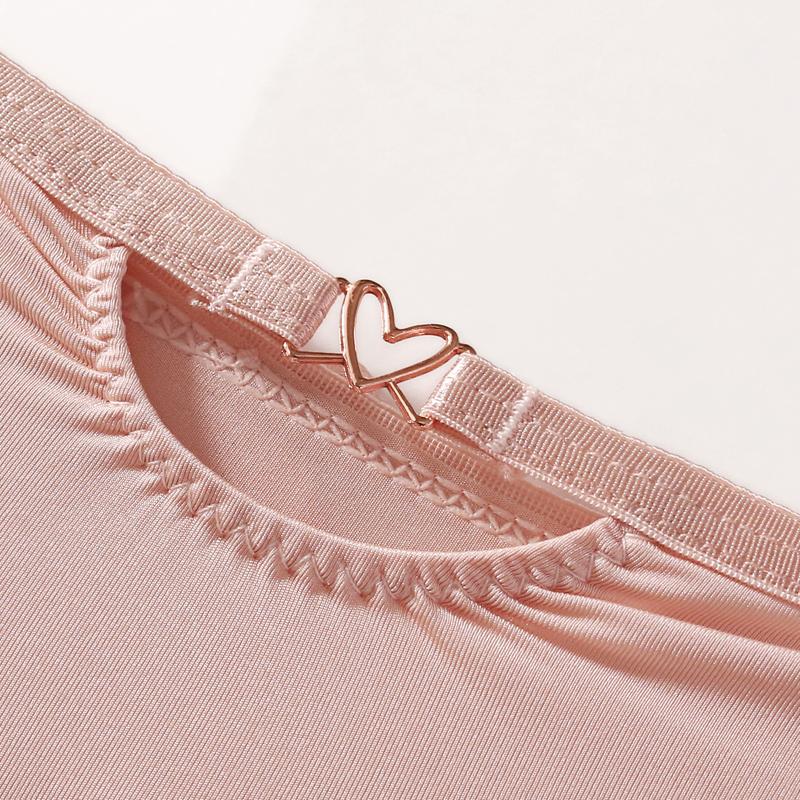 TERMEZY Ladies' Sexy Ice Silk Patchwork Panties Heart‑Shaped Buckle Cutout Lace Underpant Thin Breathable Solid Color Hipster Briefs