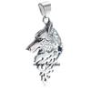 Mens Stainless Steel Viking Fenrir Wolf Head Pendant Necklace Men Silver