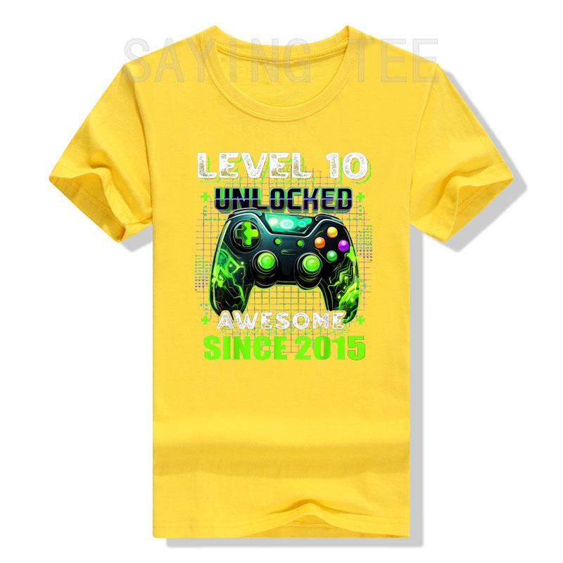 10. Geburtstag Gamer 10-jähriger Lustiger Bday Junge Sohn T-Shirt Level 10 Freigeschaltet Fantastisch Seit 2015 Videospiel-Controller Spruch T-Shirt