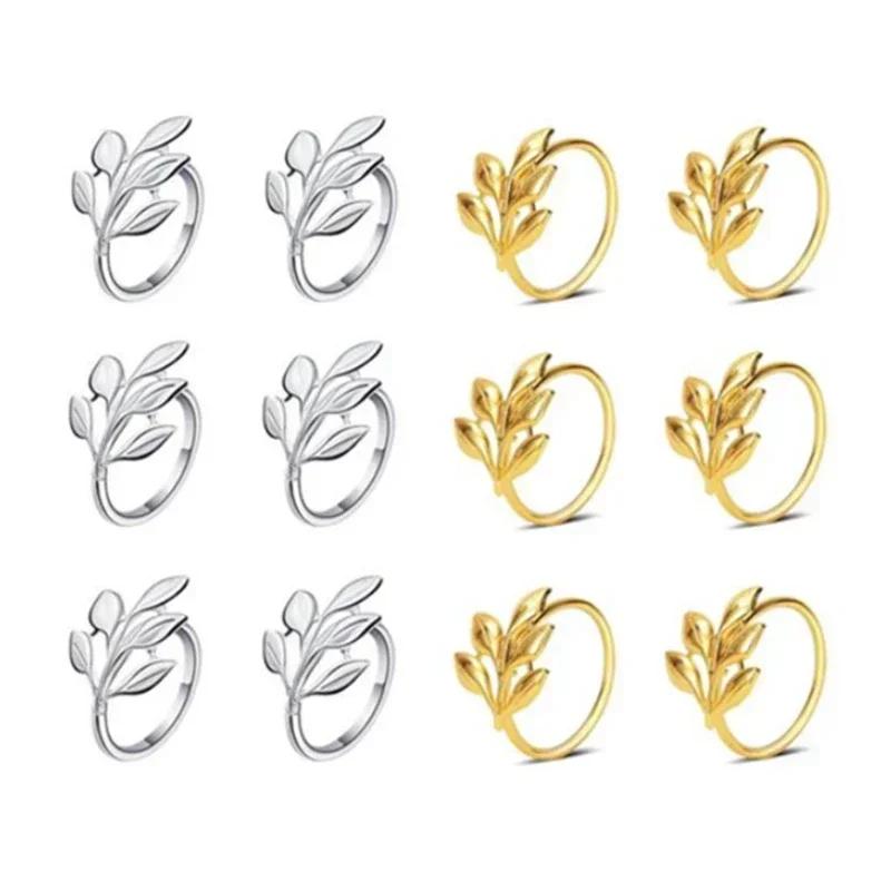 1pc Gold Leaf Napkin Rings Fall Napkin Holder for Hotel Wedding Dinnig Table Decoration Napkin Buckles