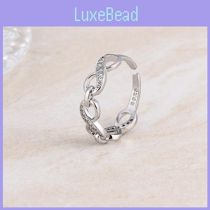 Creative And Stylish Copper Chain Ring With Infinite Opening Korean Version Shiny Rhinestone Embedded Gift For Her