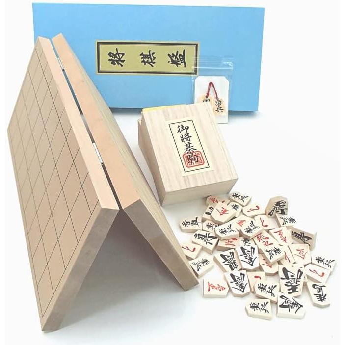 Standard thickness folded shogi board set with handy wooden pieces! Shogi set Shin Katsura No. 6 folded shogi board set (wooden shogi pieces made of