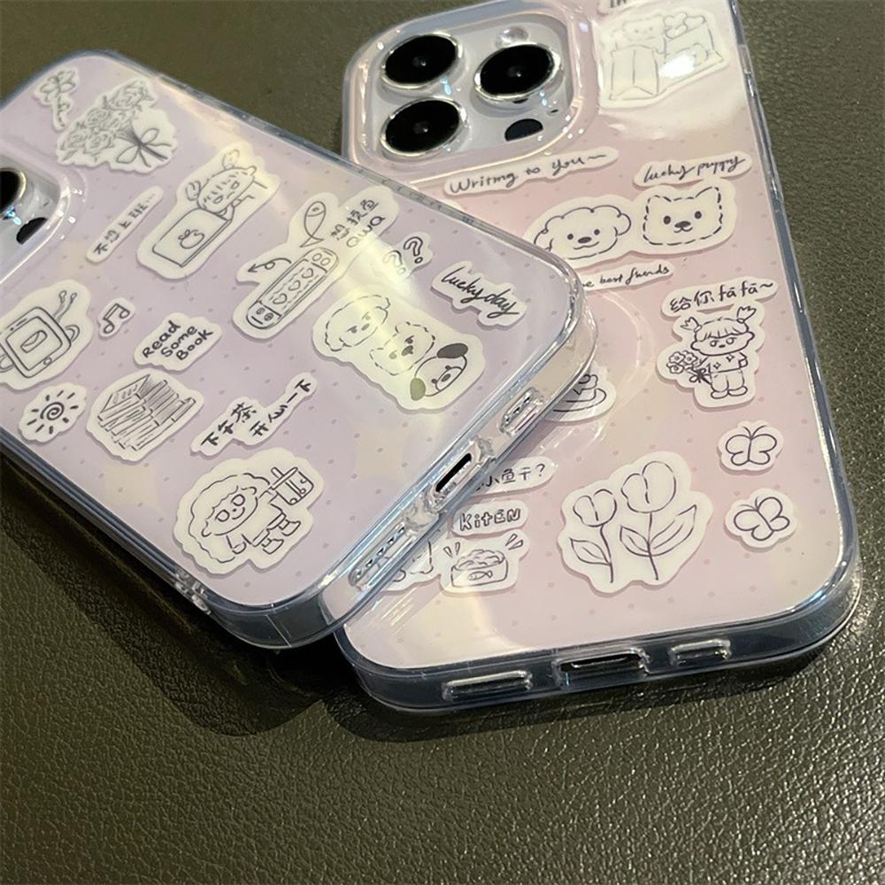 Luxury Cartoon Phone Case For iPhone 11 Funda iPhone 13 15 14 16 Pro Max 12 13promax 14promax Hard Plastic IMD Shockproof Cover