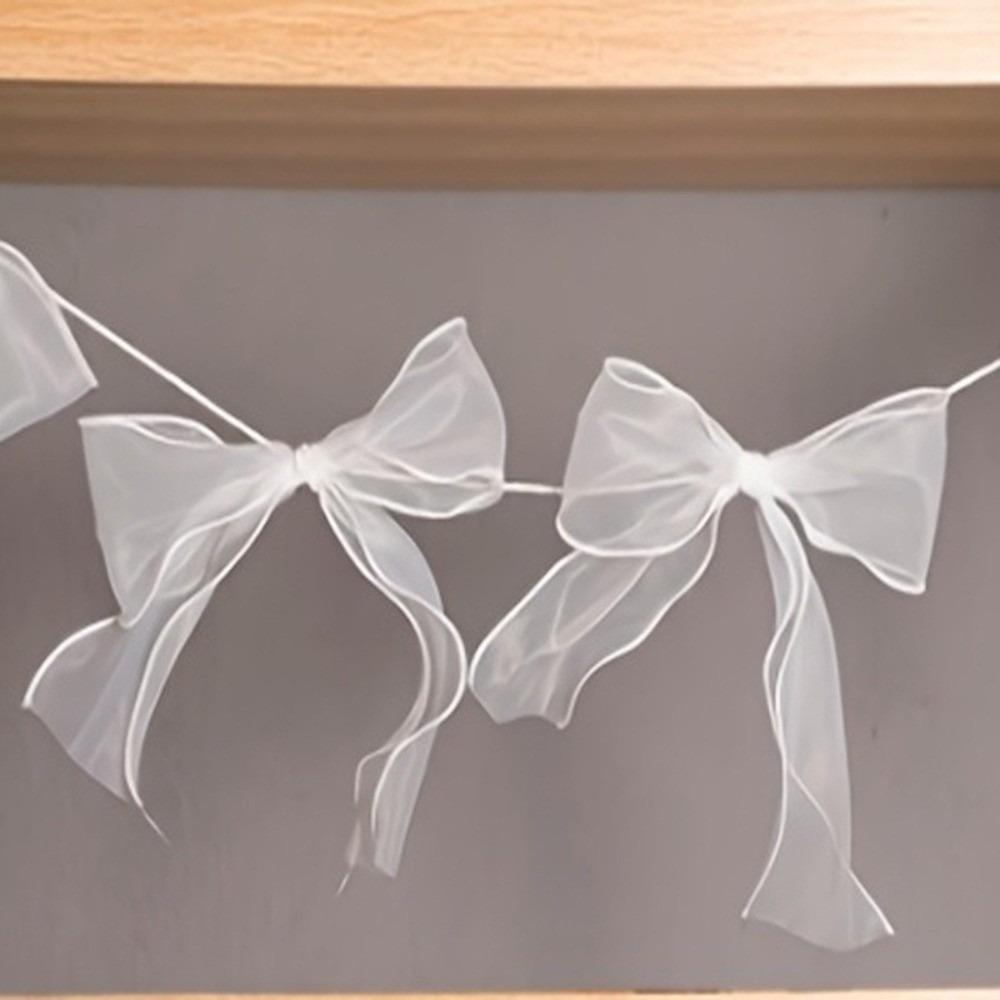 12Pcs Ribbon Bow Hanging Flags Sweet Hanging Banner New Bowknot Garland  Room Wall