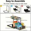 2-Tier Sliding Under Sink Organizer - Rustproof Metal Storage for Kitchen & Bathroom Cabinets,Ideal for Cleaning Supplies