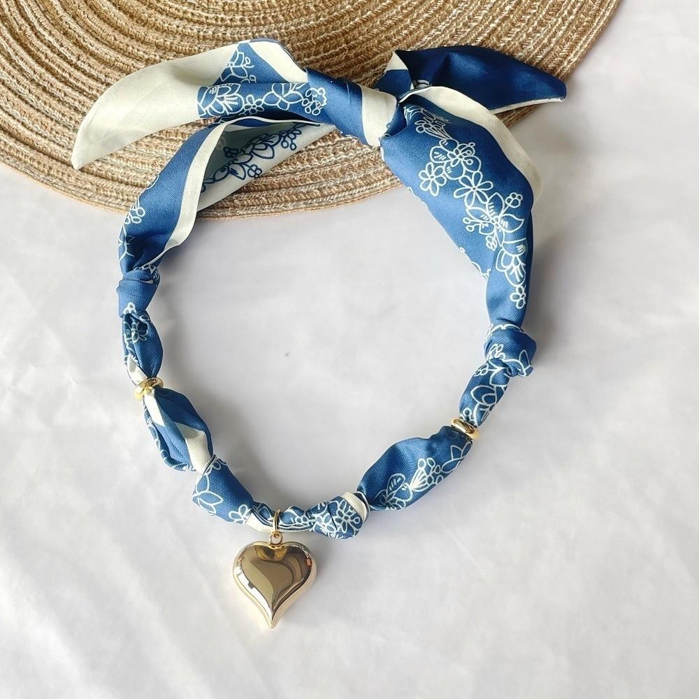 Handmade Bandana Scarf Necklace Lightweight Choker Necklace Gifts Heart Pendant  Daily Wear