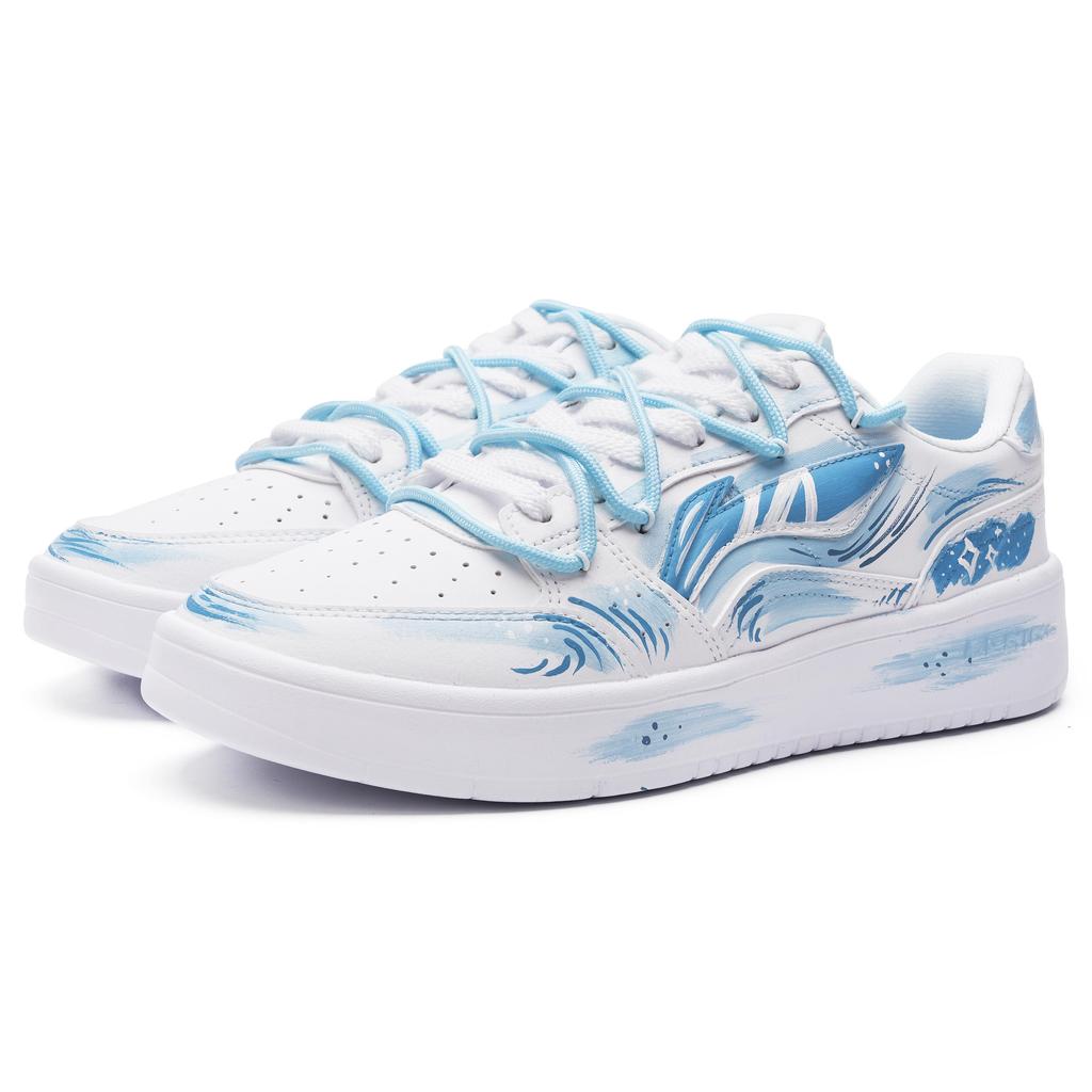 Li Ning Sycee Slip Resistant Cushioning Low top Skateboard Shoes Men's White Blue AGCT339-6(Team1238-)