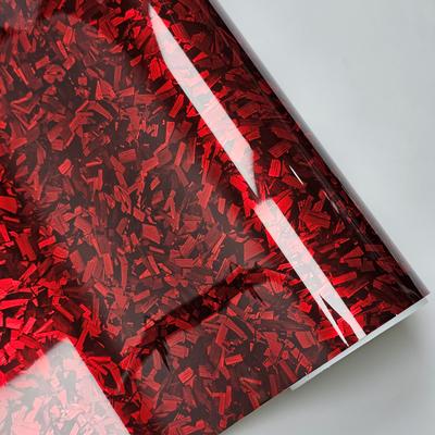 High Glossy PET Forged Carbon Black Red Silver Vinyl Wrap Roll with Air Release Self Adhesive Decal For Car Wrapping Motorcycle