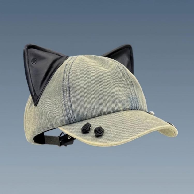 2000s Ripped Baseball Hat Breathable Adjustable Punk 3D Cats Ear Dancing Hat For Women Everyday and Music Festival Wear