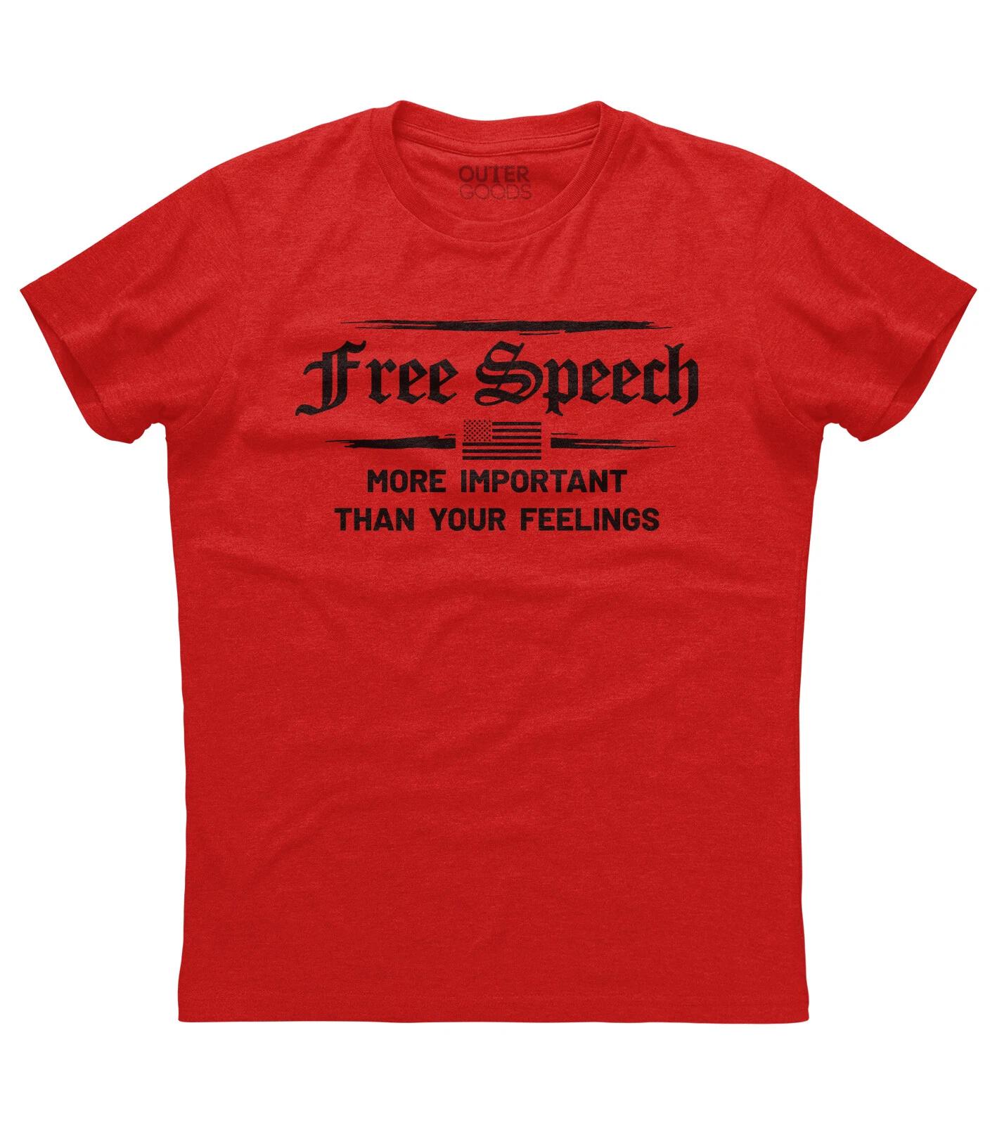 Patriotic American Flag Tee Free Speech More Important Than Your Feeling T-shirt M