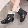 Short Waterproof Shoes Fleece Cotton Rain Shoes Rain Boots Women's Household Laundry Work Rubber Shoes Fashion Warm Winter Non-slip Shoes