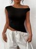 1pc Womens Summer Off The Shoulder Sleeveless One Shoulder Ruched Asymmetrical Y2K Tank Top