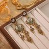 Vintage 925 Silver Needle Fashion Retro Portrait Long Tassel Earrings