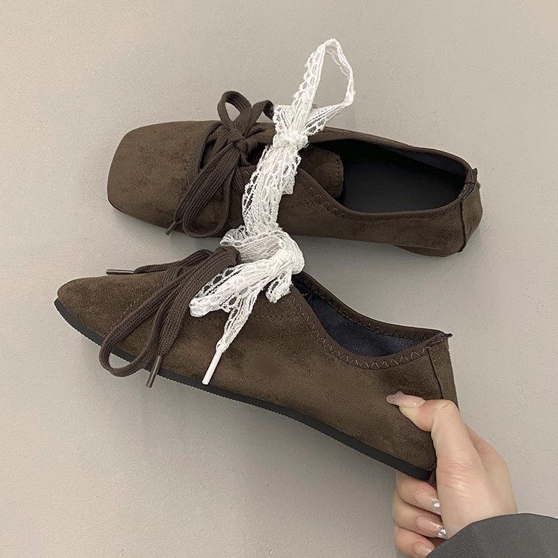 

Niche design sense ретро квадратная головка коричневые мокасины одинарные туфли женские весенние балетки стиль внутренний рост увеличение обувь на платформе весна и осень 35 коричневый