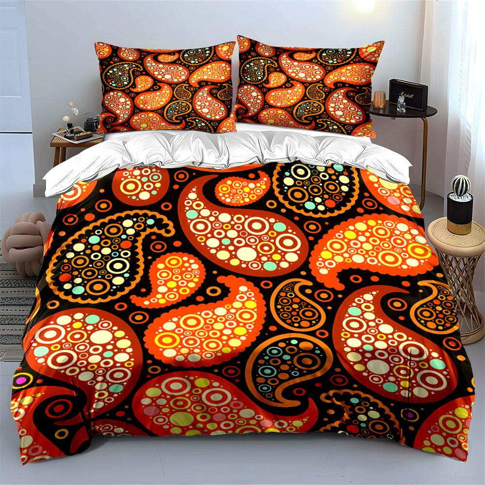 Retro Paisley Pattern Home Decor Soft Comfortable Duvet Cover Bedding Set Included 1*Duvet Cover & 2*Pillowcases, Gift