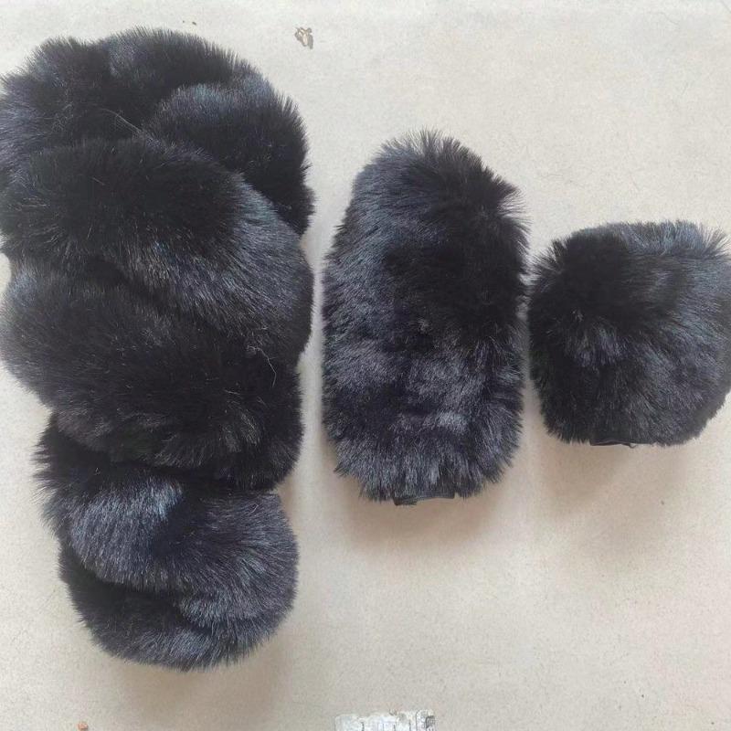 3-teiliges Set aus einfarbigen, flauschigen Lenkrad-, Handbrems- und Schalthebelbezügen