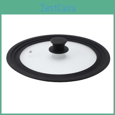 Heat Glass Lid Round Pot Resistance Silicone Rim Universal Kitchen Pan Cover For 24cm 26cm 28cm
