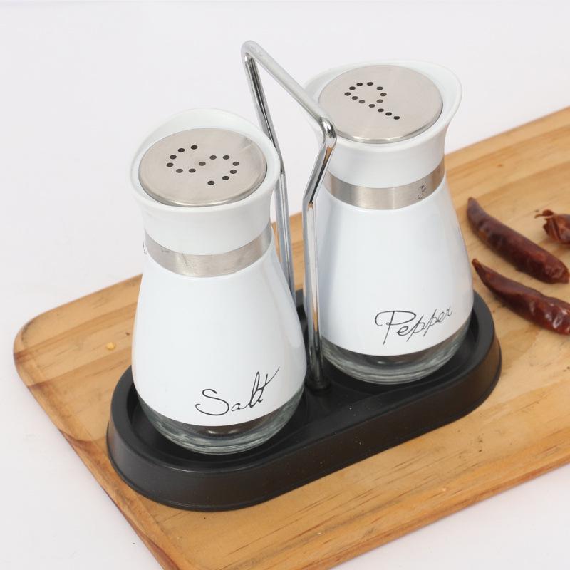 Stainless Steel & Glass Spice Jar Set - Modern Salt & Pepper Shakers