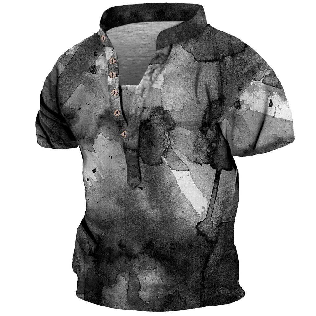 European And American Men's Vintage Top Digital Printing Short Sleeve Tops