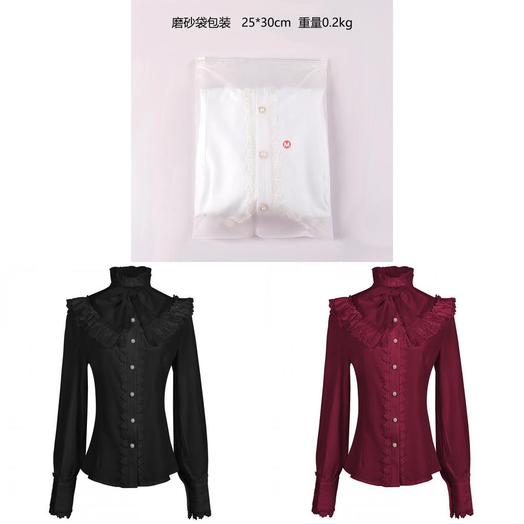Camicia Gotica Vittoriana da Donna in Tessuto di Lino con Design Arricciato per Cosplay e Spettacoli Teatrali