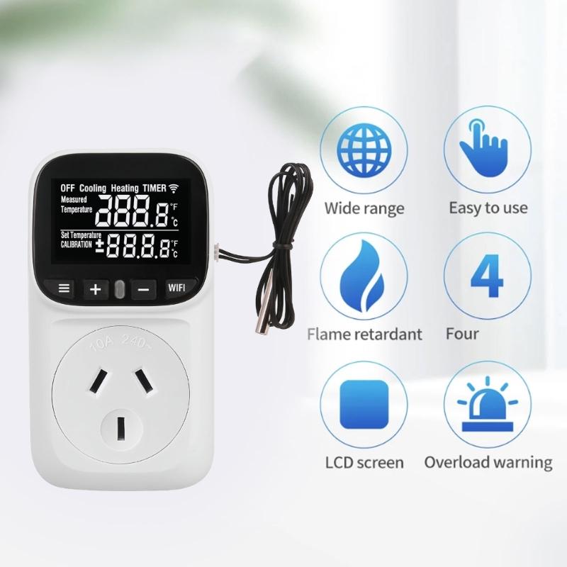 Digital Temperature Controller Outlet Socket Heating Cooling Thermostat With Timer Switches for Refrigerator Aquaculture