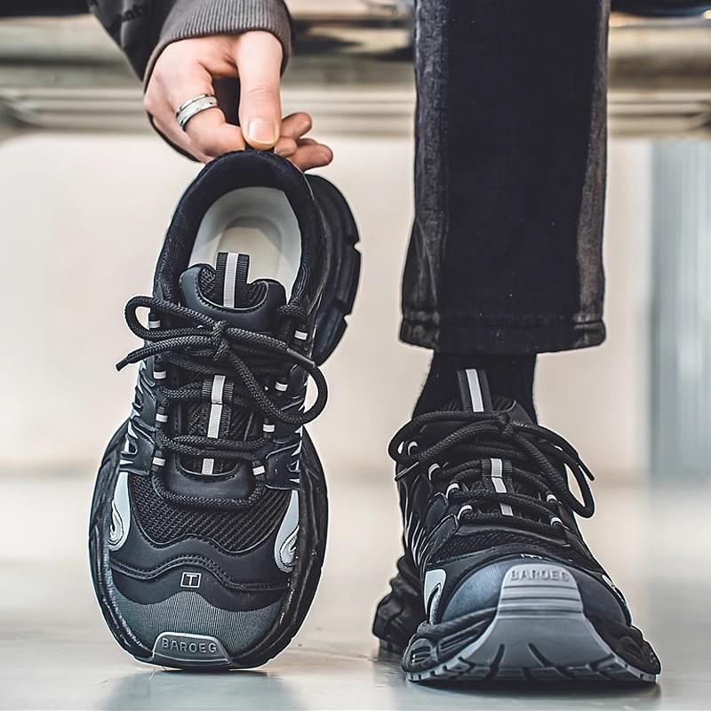 

Men s shoes summer breathable thick-soled mesh junior high school students youth sports leisure big head wide feet 44 чорний