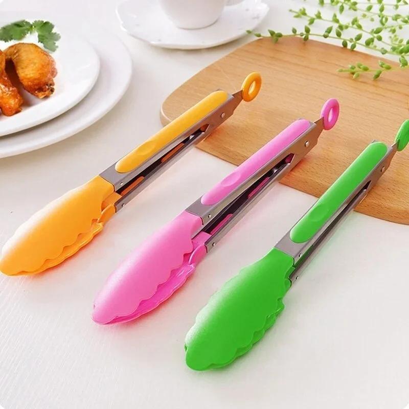 Silicone Food Clip Home Kitchen Stainless Steel Heat-resistant Clip BBQ Barbecue Clips Steak Fried Fish Bread and Barbecue Clips