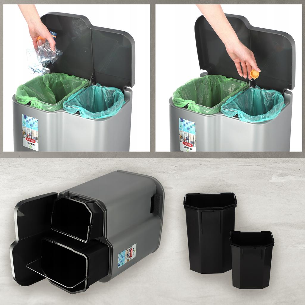 CURVER Metalliserad Papperskorg Med Pedal 21 L