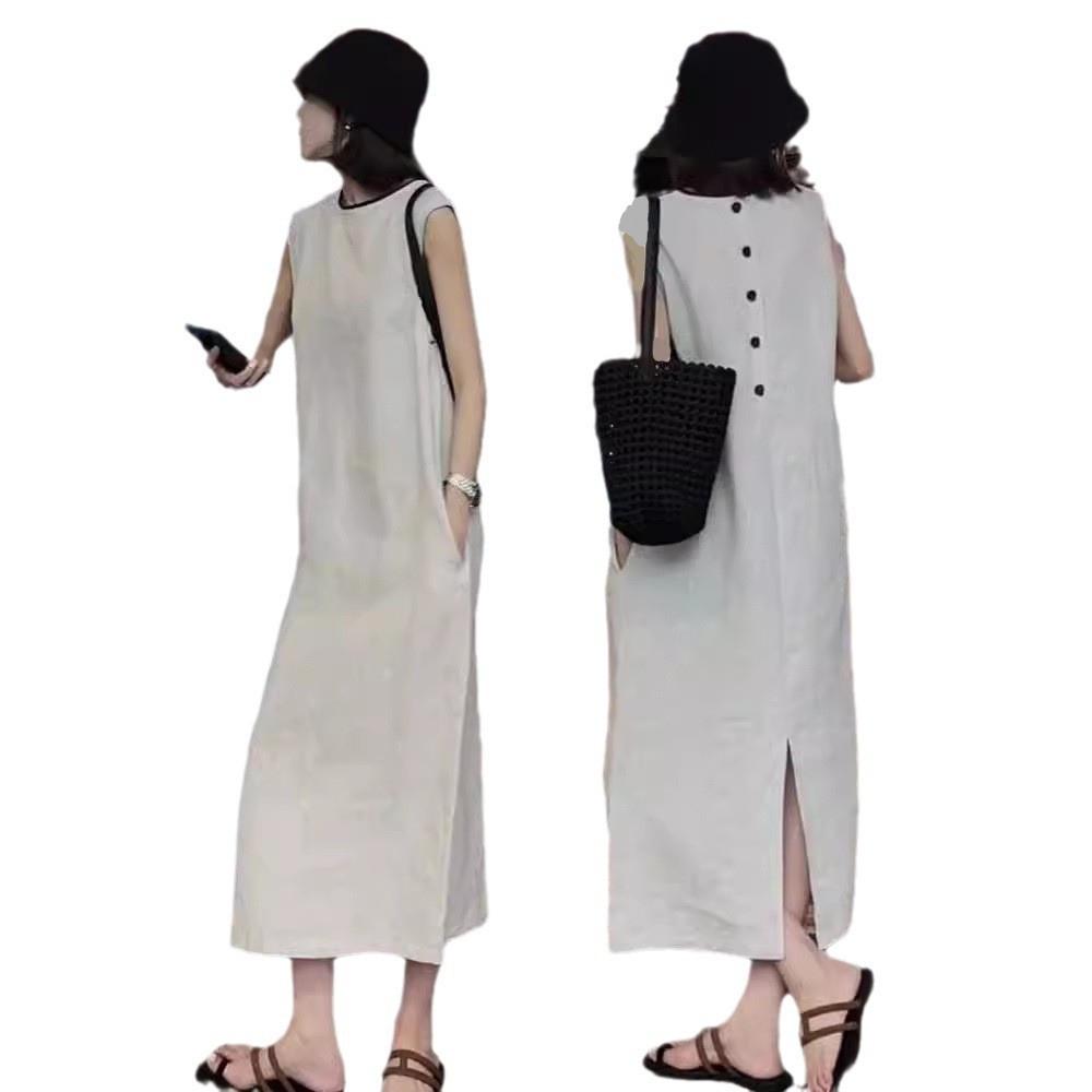 2025 Women's French Sleeveless Casual Long Dress - Summer Slimming and Stylish