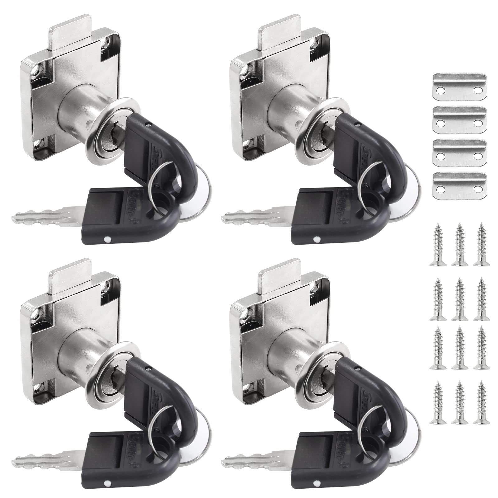 

2 PCS Cylinder Cupboard Drawer Lock With Keys (0.75inch/19MM Opening Diameter), Furniture Hardware Lock for Cabinet, Household Office Mailbox 4 срібний