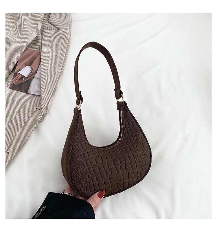 Solid color temperament women's bag 2024 trend Korean version summer new stone pattern underarm bag casual shoulder handbag