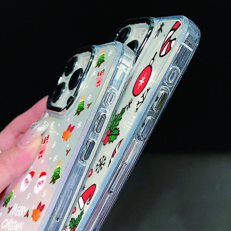 Χαριτωμένη Θήκη Τηλεφώνου Άγιος Βασίλης Καλά Χριστούγεννα Για iPhone 16 Pro Max 15 Pro 14 13 12 11 Χιονάνθρωπος Με Σχέδιο Ελαφιού Μαλακή Λεπτή Αντικραδασμική Προστασία Φακού Διάφανη Κάλυψη