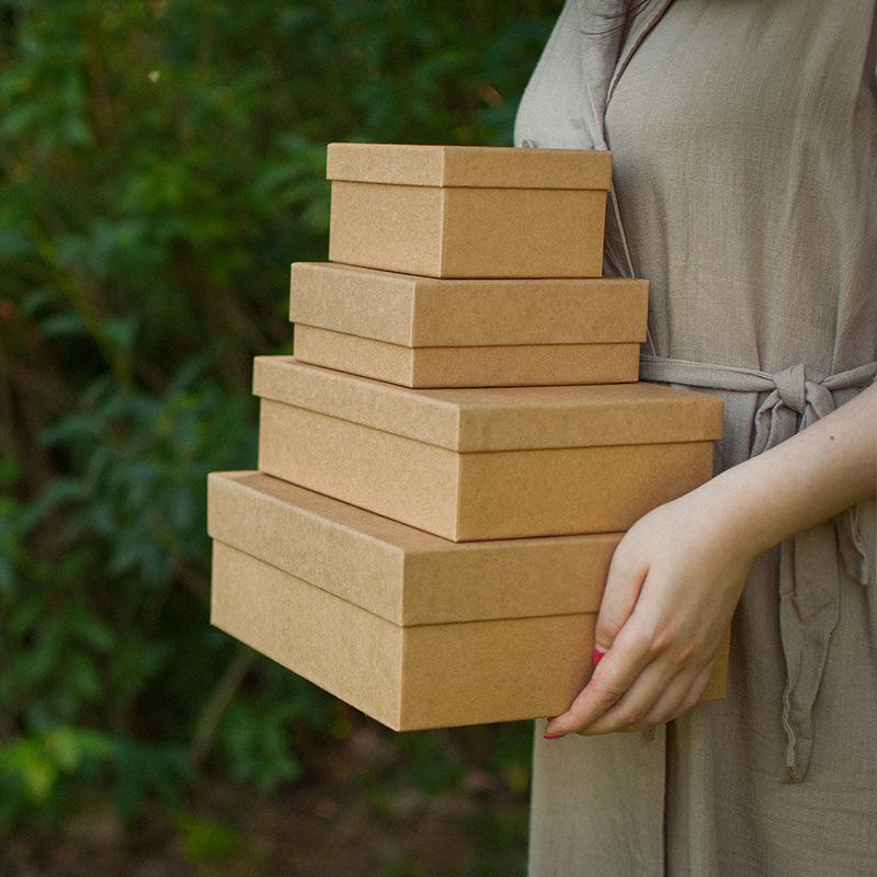 Kraft Paper Gift Box for Teacher's Day - Simple Lid/Base, Solid Color, Perfect for Birthdays & Parties