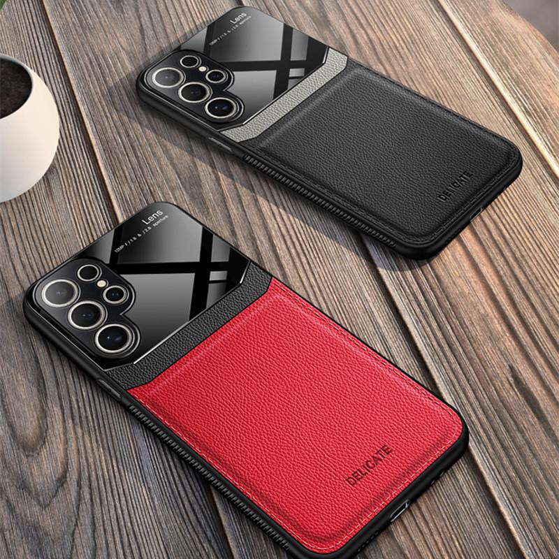 Compatible Samsung Phone Cases: S25 Ultra, S24 FE, S22, A53, A72, A34, Note 20+ with Leather Texture
