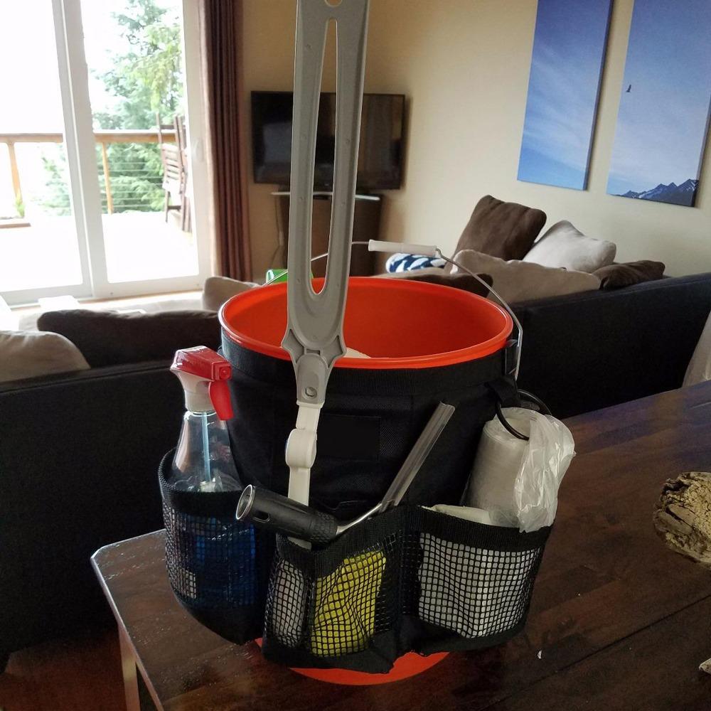 With Mesh Bucket Tool Organizer Multi-Pockets Bucket Accessories Bag for 5 Gallon Bucket Fishing