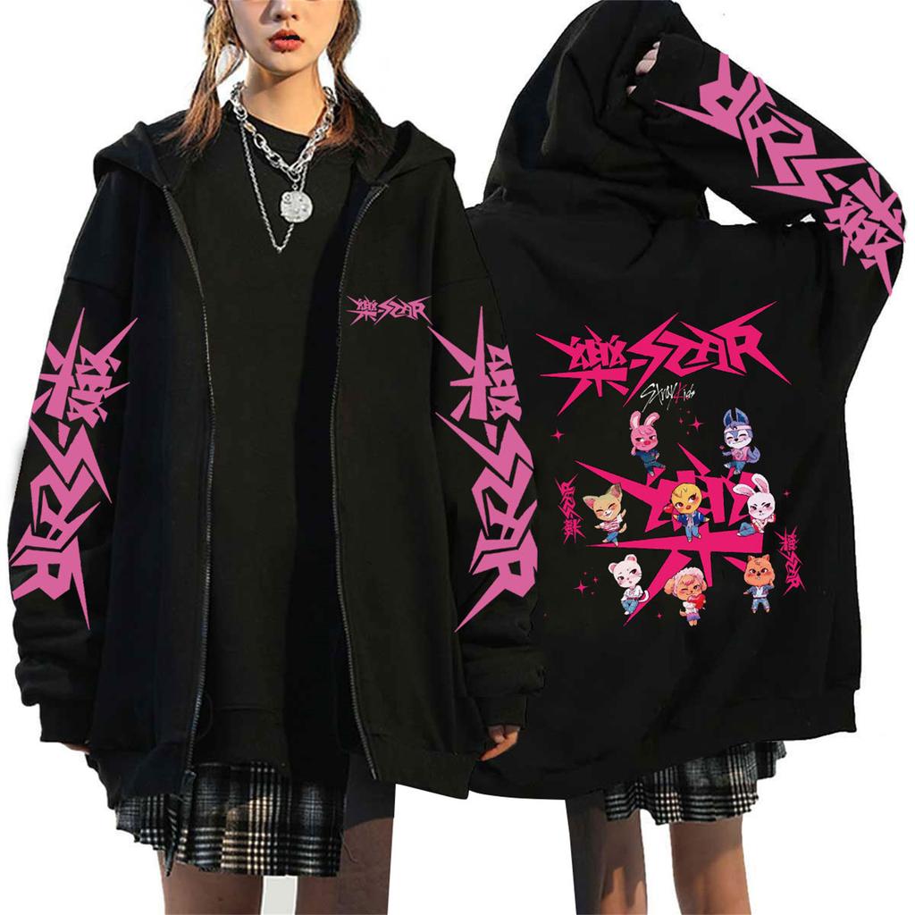 Moletom Feminino Casual Fashion Estampado de Manga Longa com Zíper e Capuz