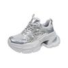 Platform White Shoes Women's 2025 New Autumn and Winter Height Increase Casual Sports Shoes Versatile and Lightweight Silver Dad Shoes Women