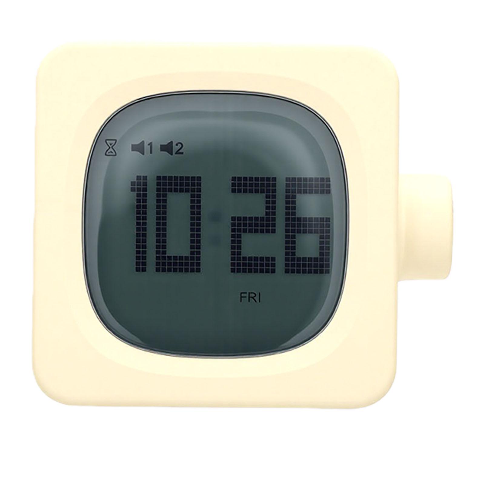 Vintage Cube Smart Alarm Clock with Night Light Rotating Switch Rechargeable Bedside Alarm Clock