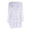 Lace Embroidery Drawstring Waist Beach Cover-up Shirt - Breathable Sun Protection