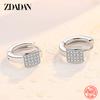 925 Sterling Silver Square Zircon Hoop Earrings for Women Fashion Wedding Jewelry Accessories