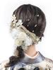 [Fait main par NANA] Accessoire pour cheveux: Hortensia, Gypsophile, Rose Solaire, Ruban Ficelle, Perle Japonaise, Mizuhiki, Feuille d'Or. Mignonne. Parfait pour