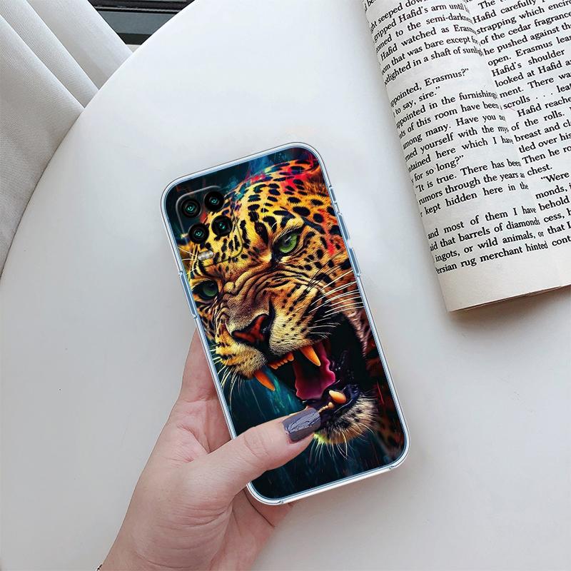 RA16 Leopard Transparent Phone Case for LG K22 K30 K40 K40S K41 K42 K50 K50S K51 K51S K52 K61 K62 K71 K92 Q60 Q61 V40 V50 V60