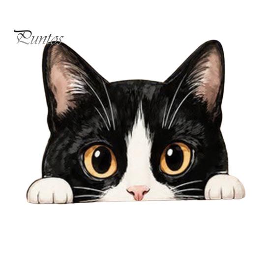 Accesorios de Escritorio para Oficina en Casa, Adorno de Gato Lindo Sentado en Estante, Figura de Gatito de Madera Mirando Curiosamente, Estatua Realista Decorativa Plana 2D para Escritorios