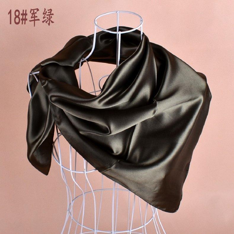 Solid Color Silk Scarf Square 90*90 Headscarf Foulard Satin Bandana Cheveux Neckerchief Hijab Accessoires For Woman Hair Scarf