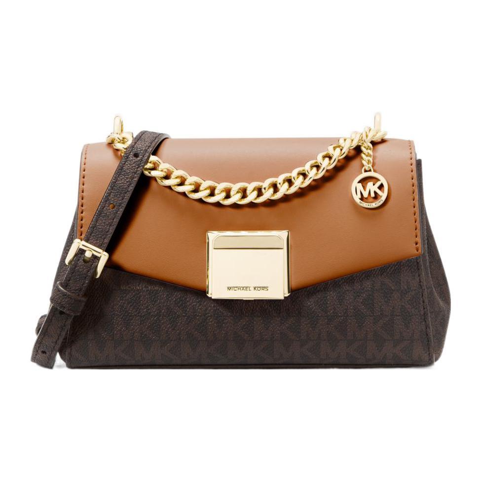 

New MICHAEL KORS Lita Canvas Flap Bag, Shoulder Bag, Crossbody Bag Women s 35H0GXPC1V-BROWN 20.3*7.6*12.2CM