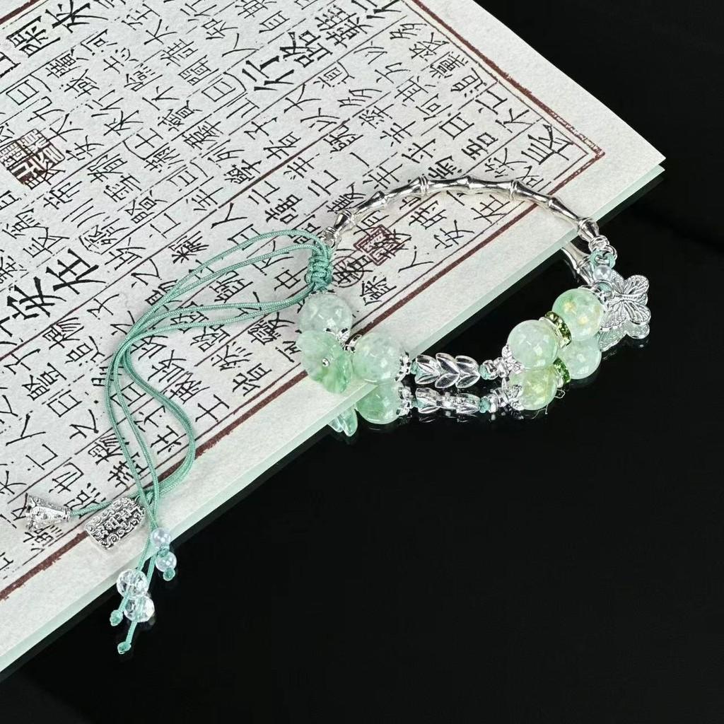 Trendy Summer 2024 Green Beaded Butterfly Bracelet Unique New Chinese Style Jewelry