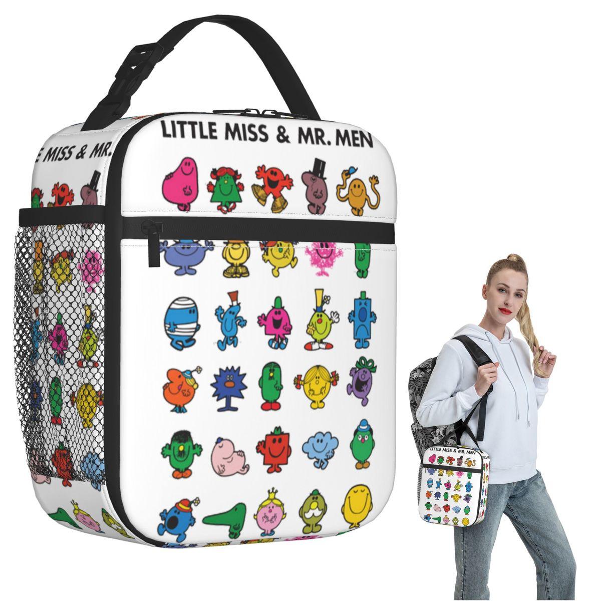 Little Miss And Mr. Men Insulated Lunch Bag for Women Children Leakproof Food Boxes Thermal Lunch Box Tote One Size