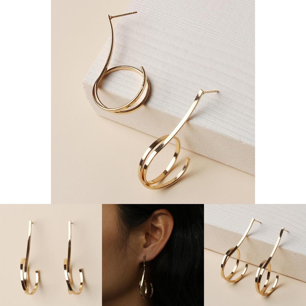 Metal Alloy Circle Earrings For Women Fashionable Geometric Design Gift For Occasions