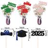 6pcs Doctoral Cap Graduation Centerpiece Sticks Bling Paper Flower Vase Ornament  Gift